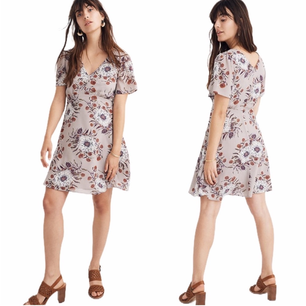 NEW Madewell Smock-Shoulder Mini Dress in Painted Blooms - 2